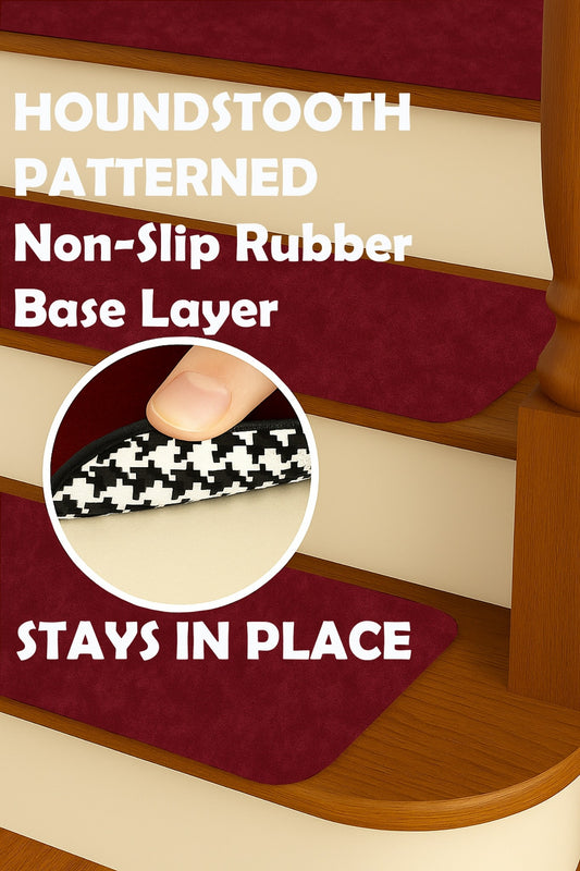 Soft Padded Velvet Stair Treads 30"x10" – Non Slip Carpet Strips for Indoor Stairs with Mottled Plush Surface, Rubber Backing, Felt Cushion – Washable, Trimmable, Safe for All Floors