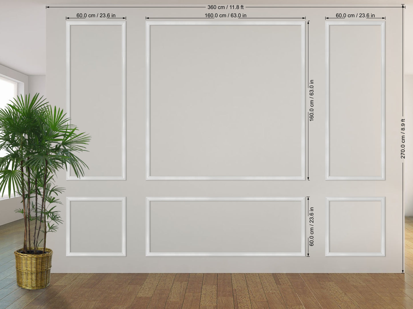 Picture Frame Molding For Walls, Peel And Stick Kit, Primed Wall Moulding Kit, Ready To Assemble Wall Paneling Kit, DIY Plans