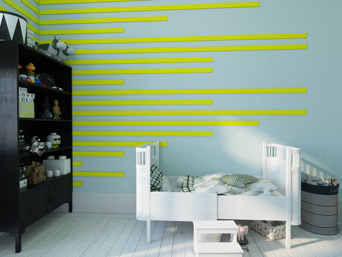 Yellow Wood Slat Wall Panel, Peel And Stick Wall Slat Panel, Decorating Ideas For Kids Room, Preppy Wall Art, Teen Room Decor, Funky Wall Art