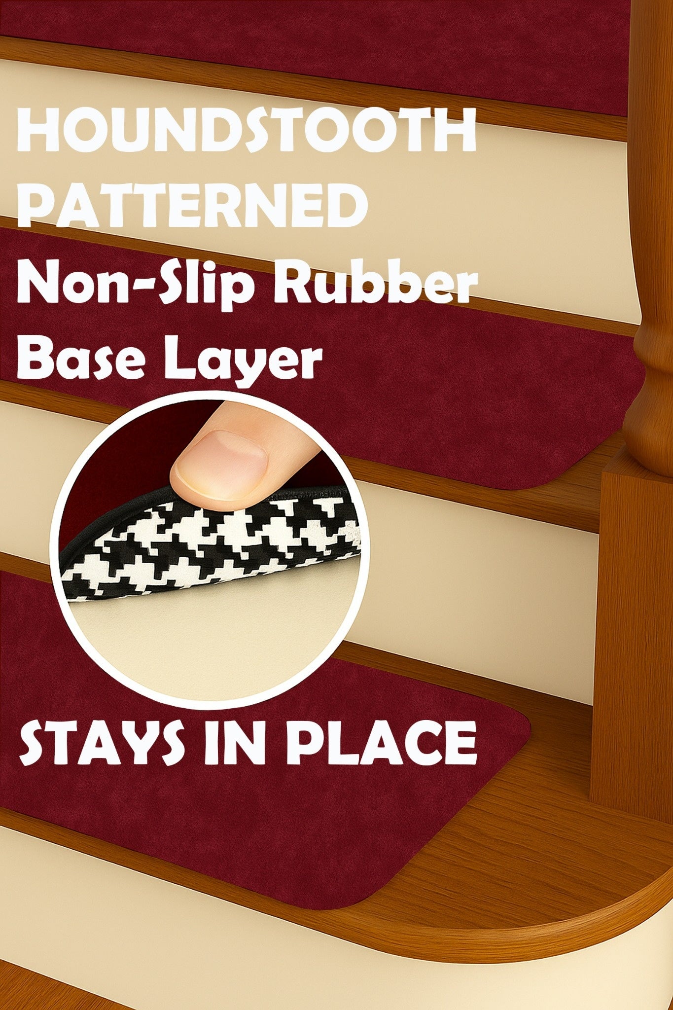 Soft Padded Velvet Stair Treads 30"x10" – Non Slip Carpet Strips for Indoor Stairs with Mottled Plush Surface, Rubber Backing, Felt Cushion – Washable, Trimmable, Safe for All Floors