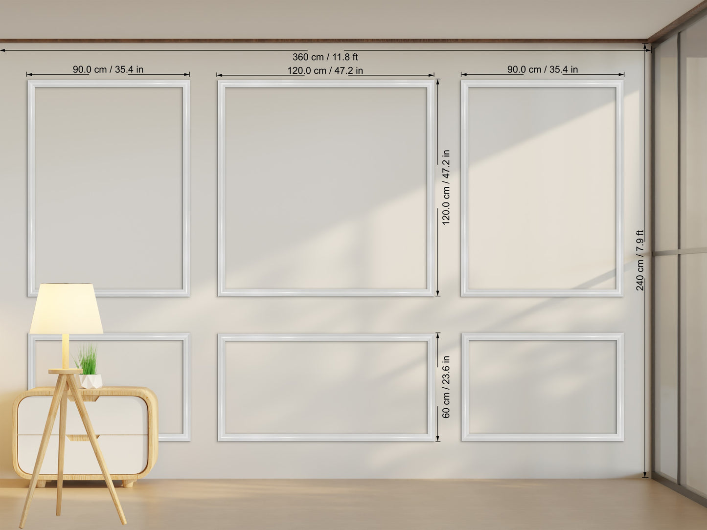 Primed Wall Moulding Kit, Peel And Stick Picture Frame Mold, Pre-cut Wall Paneling Kit, Premade Wainscoting Frames, DIY Wall Moulding Design