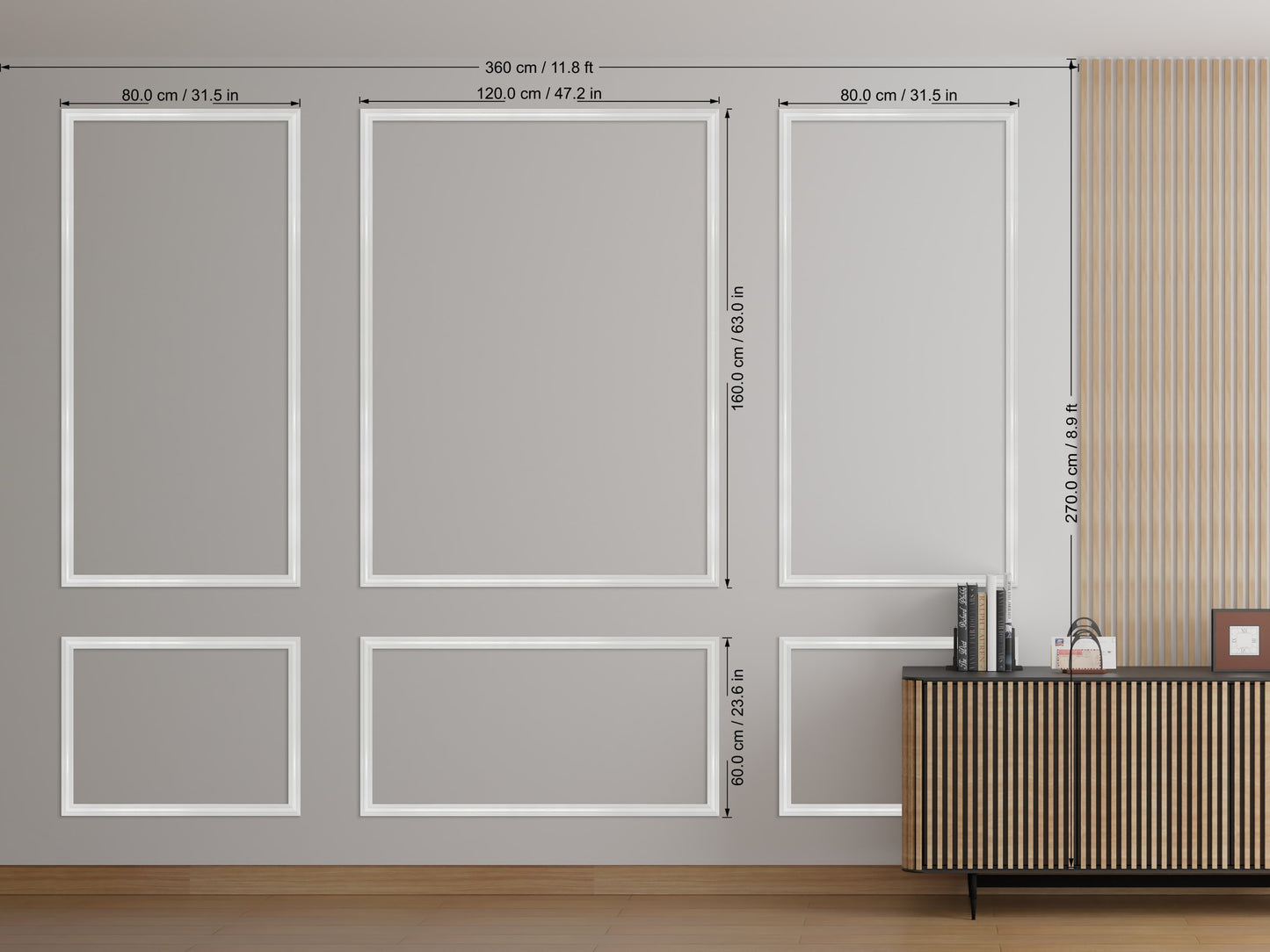 Picture Frame Molding For Walls, Peel And Stick Kit, Primed Wall Moulding Kit, Ready To Assemble Wall Paneling Kit, DIY Plans