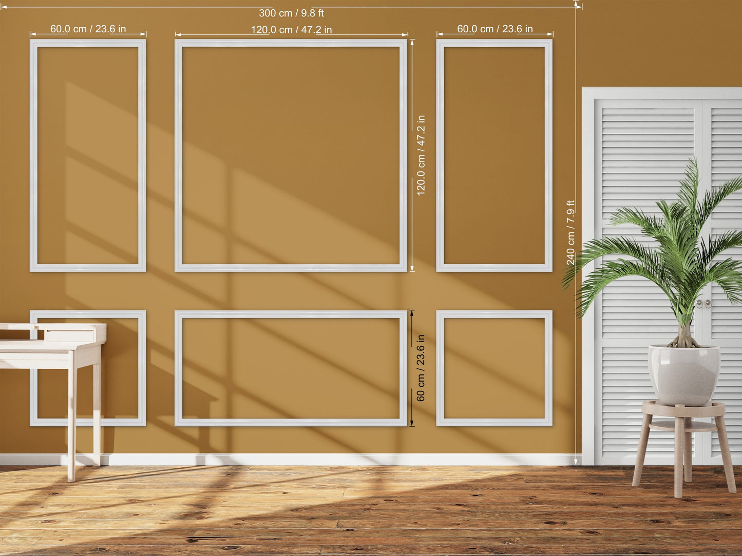 DIY Premade Wainscoting Kit, Self-adhering Picture Frame Mould, Pre-cut Wall Paneling Kit, Wall Panel Kit, Wainscot Panel, Accent Wall Ideas