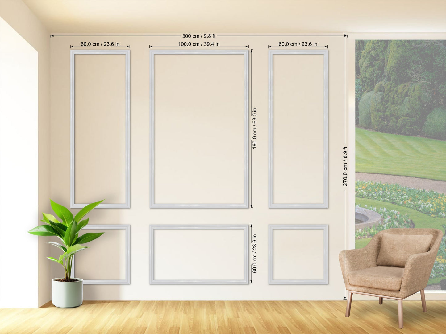 Picture Frame Molding For Walls, Peel And Stick Kit, Primed Wall Moulding Kit, Ready To Assemble Wall Paneling Kit, DIY Plans