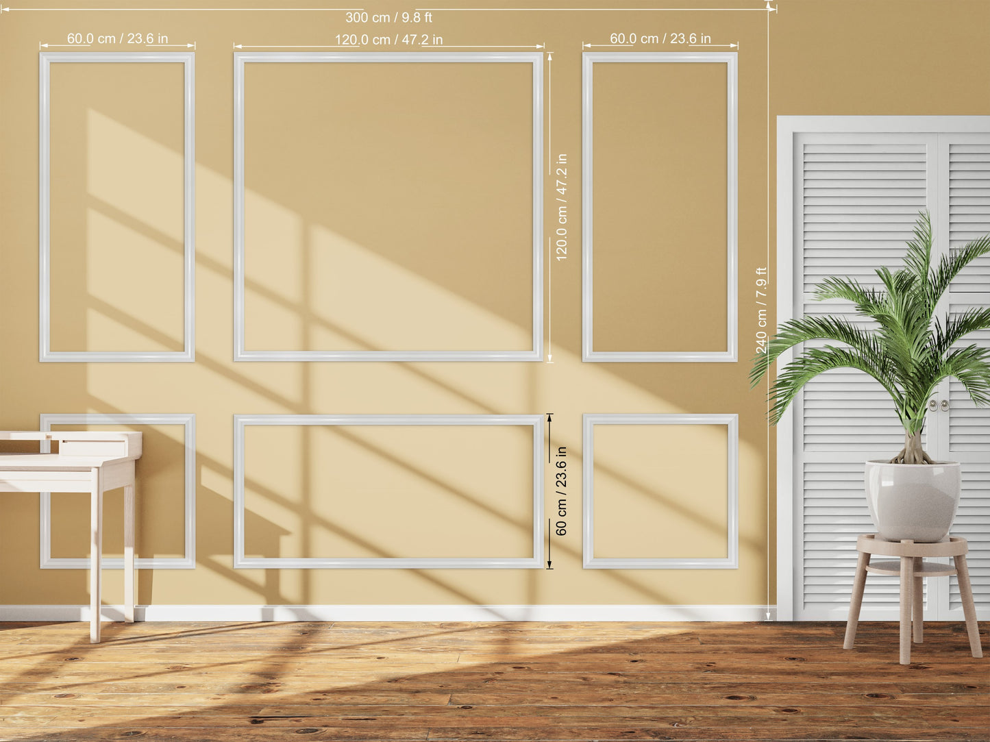 Primed Wall Moulding Kit, Peel And Stick Picture Frame Mold, Pre-cut Wall Paneling Kit, Premade Wainscoting Frames, DIY Wall Moulding Design